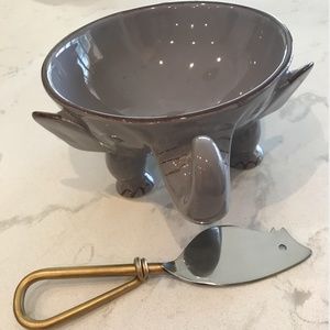 Set of Elephant Dip Bowl and Mouse Cheese Spreader